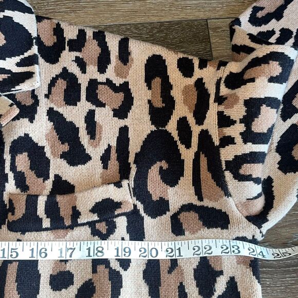 J. Crew Demylee Animal Print Cardigan Sweater XS Collared Pocket Black Tan - Picture 6 of 6